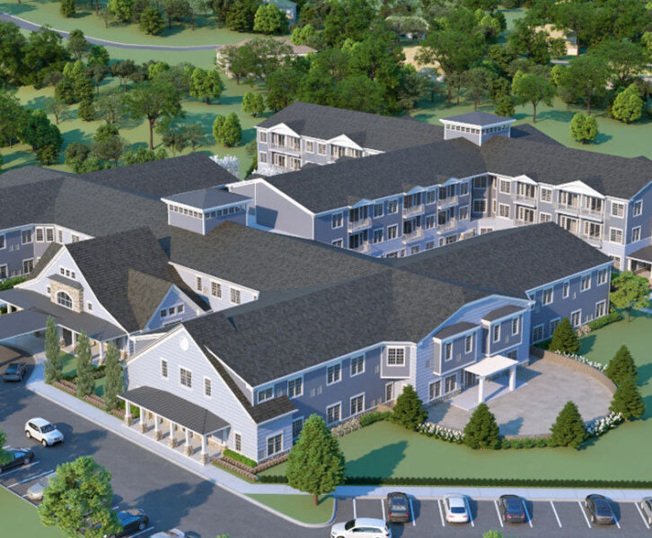 Outdoor overhead view of a senior living community campus