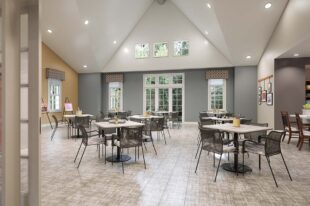 View of a shared activity space at a senior living community
