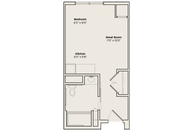 studio memory care apartment floor plan