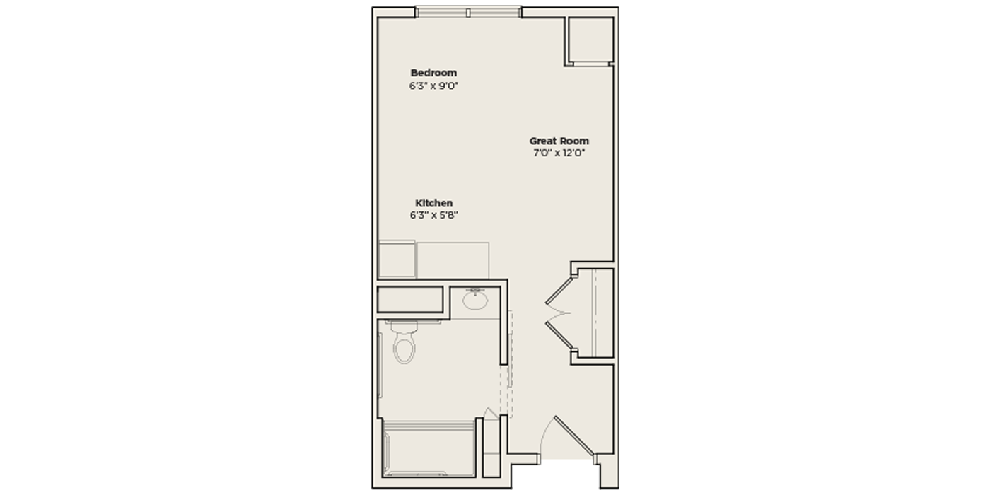studio memory care apartment floor plan