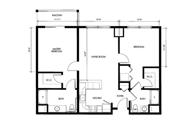 Plush Mills - 2 Bedroom Floorplan